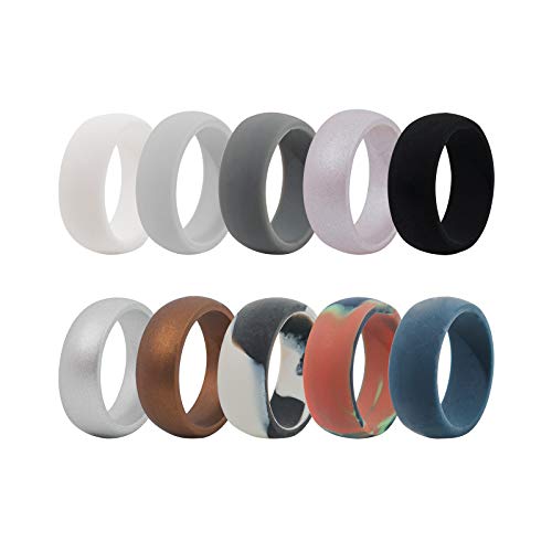 SuperJeweler Silicone Wedding Rings for Men, Breathable Mens Rubber Wedding Bands for Crossfit Workout, 10mm Wide