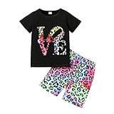 Afsmlys Kid Toddler Girl Clothes Leopard Print Short Sleeve Shirt + Shorts 2PC Summer Clothing Set(4-5T)
