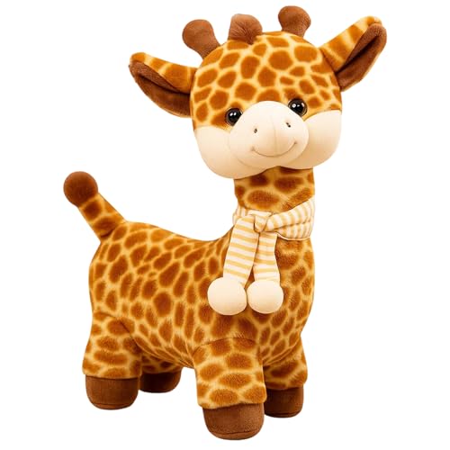 JcvPot Giraffe Kuscheltier, Süßes Plüschtier Mit Schal, Weiches Spielzeug Für Kinder, 30 cm Groß, Kuscheln