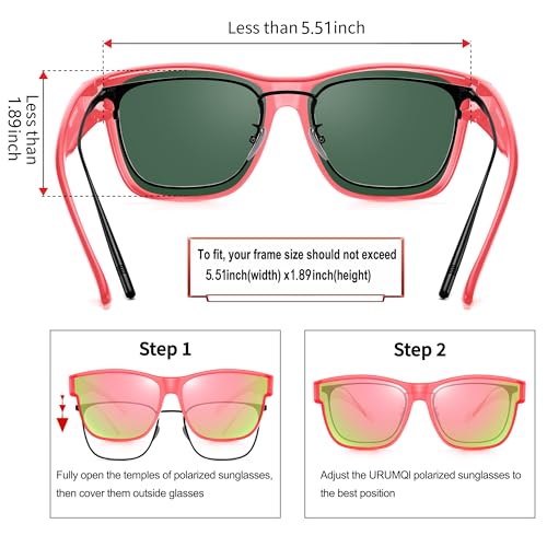 Image of URUMQI Polarized Sunglasses Fit Over Glasses for Men Women, Oversized Square Sun Glasses UV400 Protection