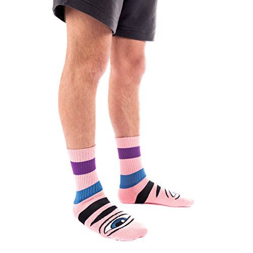 Toy Machine Skateboard Socks Sect Eye Big Stripe Pink Crew