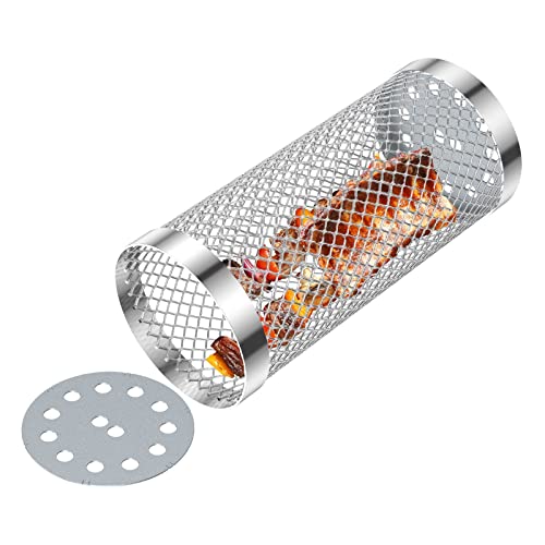 Panier Barbecue Roulant d'extérieur Panier à Griller Roulant Panier à rôtir en Acier Inoxydable Grill réutilisable Tambour à rôtir Panier à Griller Lavable