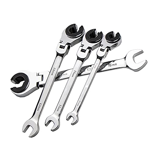 Leobtain Maintenance Tool Tubing Wrench Ratchet Flex-Head Metric Oil Flexible Open End-Wrench For Ratchet Wrench Heat Treated Steel (Size : 14Mm) #TOP1