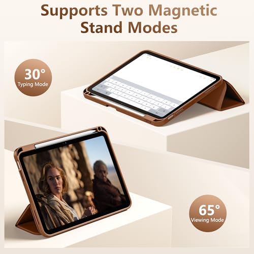 Cousper for iPad A16 Case 11th Generation 11 Inch 2025, for iPad 10th Generation Case 10.9 Inch 2022 with Pencil Holder, Trifold Stand Protective Cover with Soft TPU Back, Auto Wake/Sleep, Brown by Cousper - Image 5