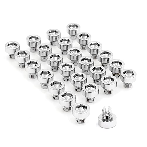 RTRHINOTUNING 100PCS Chrome Silver Wheel Rim Lip Rivets Nuts of 7.5mm/0.3in Hole Replacement Plastic Rivet