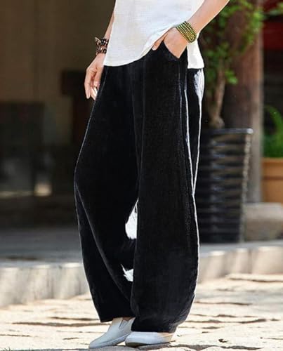 Cargo Japanese Pants for Women Cotton Linen Wide Leg Pants Casual Summer Boho Baggy Lantern Trouser with Pockets3