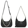 David Jones - Damen Kleine Umhängetasche - Kette Handtasche PU Leder Elegant - Crossbody Bag Schultertasche Frau - Stilvolle Tasche Mode Abendtasche - Schicke Kettentasche Clutch Alltag - Schwarz #3