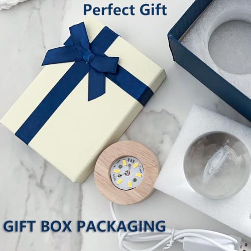 Tabletop Night Light Crystal Ball with Wood Base LED Night Lamp 3D Creative Saturn Astronomy Glaxy Night Lamp Fantasy Decoration Light for kid friend Birthday Gifts Room Decor (Glaxy, 8mm)