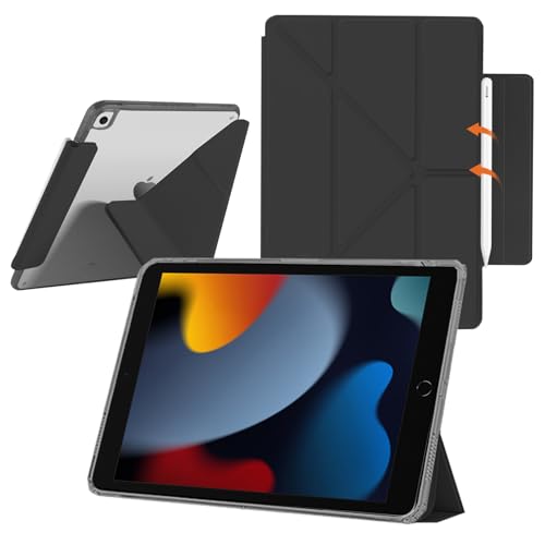 YealRed Etui na tablet iPad 10,2 cala 9./8/7. generacji (2021/2020/2019), przezroczysta tylna strona, cienka podstawka, odporne na uderzenia, etui ochronne kompatybilne z iPad Air 10,5 cala 3