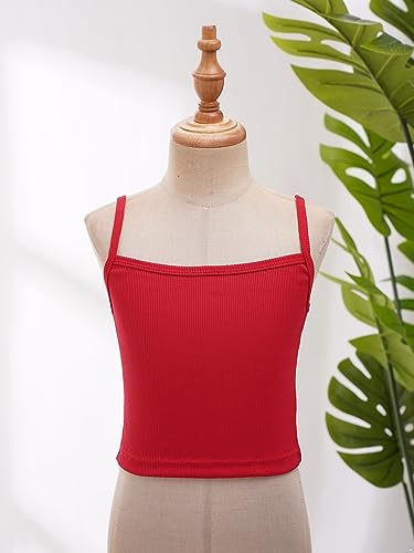 Alvivi Top de Tirantes para Niña Camisetas Básicas de Algodón Sólido Camisola Interior Sujetador de Entrenamiento Gimnasio Yoga 8-14 Años Rojo 12-14 años