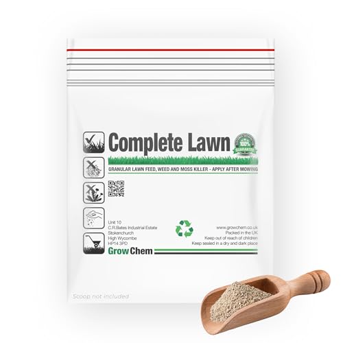 Grow Chem Complete Lawn Fertiliser (1.9Kg Bag) – Lawn Feed, Weed and Moss Killer - (Treats 60m Sq.) - Stronger Turf & Greener Grass - All in One Lawn Treatment with Added Iron, Dicamba and Mecoprop-P