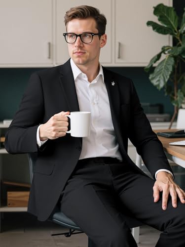 MAGE MALE Mens 2 Piece Suit Slim Fit Solid Wedding Prom Tuxedo Suit with One Button Notch Lapel Blazer and Pants4