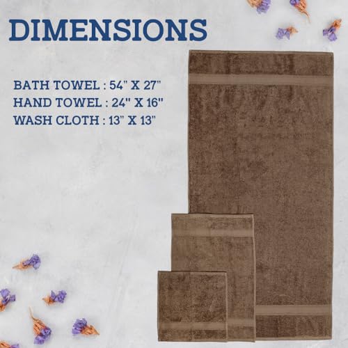Casa Lino 4 Piece Bath Towel Set | 1 Bath Towel, 2 Wash Cloth, 1 Hand Towels | Bathroom Essentials for New Home, 100% Cotton Luxury Towels, Highly Absorbent Bathroom Set, Brown