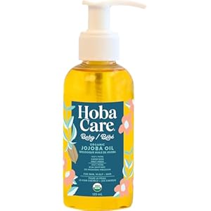 HobaCare Organic Jojoba Baby Oil with Pump – 100% Pure Natural Unrefined Unscented Cold Pressed Jojoba Oil for Baby Hair, Infant Skin, Body Care (4.22 fl oz / 125 ml)