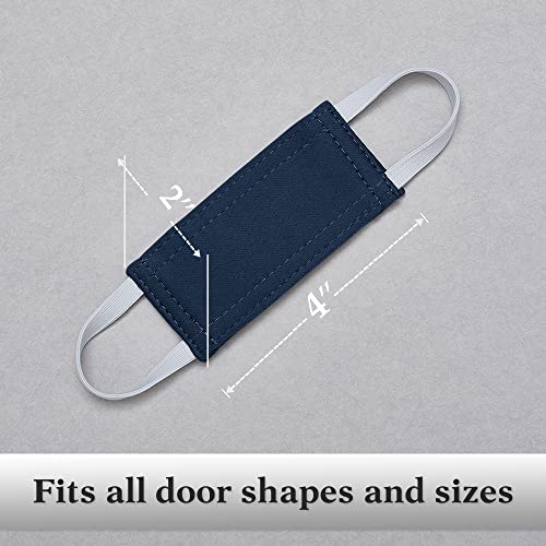Image of PONY DANCE Baby Door Latch Cover Closer - Nursery Door Silencer with Strong Elastic Straps, Thick Solid Cushion for Noise Reduction, Prevents Slamming, 3 Pieces, 4W x 2L Inches, Navy Blue
