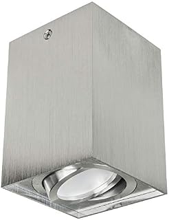 Maclean MCE426 C/M lampa sufitowa z oprawką GU10 do żarówek LED i halogenowych do 40 W, natynkowa, wychylna, aluminium (matowa/chrom, 1 sztuka prostokątna)