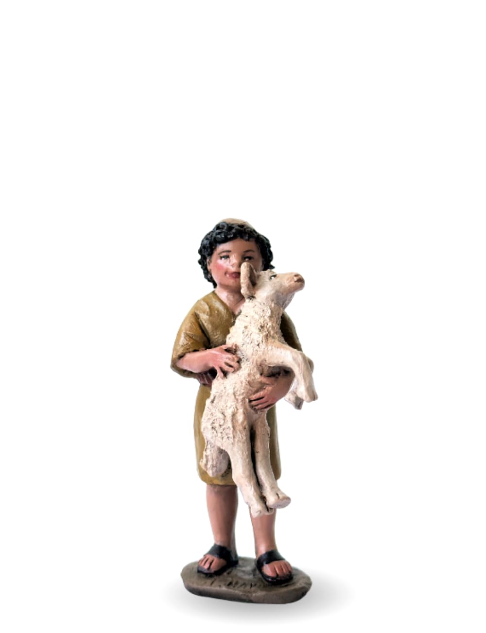 Niño con Cordero | Figuras Pastores y Perro |Figuras de Belén |Serie 11cm| Diseñadas por José Luis Mayo |Decoración Navideña |Nacimiento