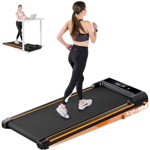 GTRACING Walking Pad with Incline, Under Desk Treadmill for Home, Portable Treadmill with Remote Control LED Display, 2.5 HP Quiet Walking Pad with APP shock absorption Design, 300 Lbs Capacity Orange