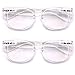 V.W.E. 2 Pairs Transparent Neon Color Deluxe Reading Glasses - Comfortable Stylish Simple Readers Magnification (Clear, 1.50)