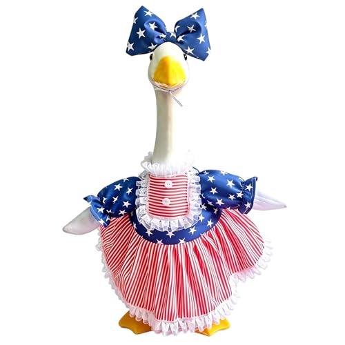 Go Ho 4th of July Porch Goose Outfit American Flag Patriotic Clothes for 23 Inch Porch Goose Statue Summer Sculpture Clothes for 250th Anniversary USA Outdoor Lawn Garden Patio Decoration