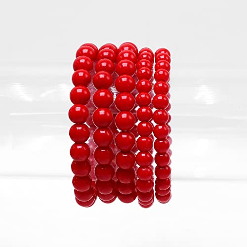 5 Pcs Faux Pearl Bracelet Set for Women Beaded Stretch Strand Bracelets for Bridesmaid,Bridal,Party Jewelry4