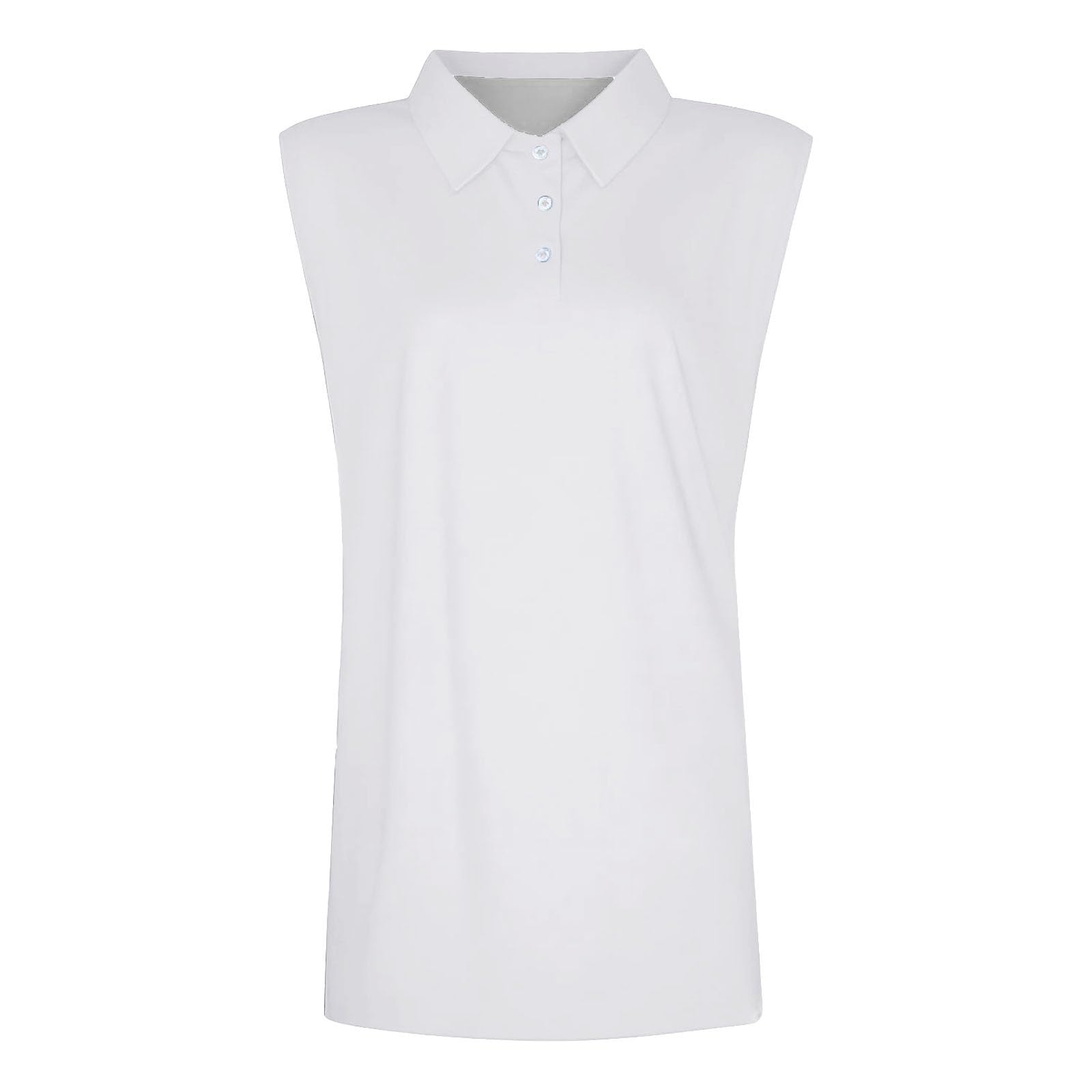 Polo de golf para mujer, sin mangas, con botones, cuello en V, casual, deportes, gimnasio, yoga, tenis, secado rápido, ropa deportiva para correr