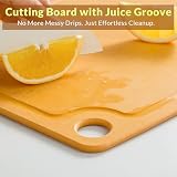 BESTCOOK Deska do krojenia z włókna drzewnego z rowkiem na sok, nadaje się do mycia w zmywarce, kompostitowa deska do krojenia z antypoślizgowymi nóżkami, wysoka gęstość, nie zawiera BPA, przyjazna