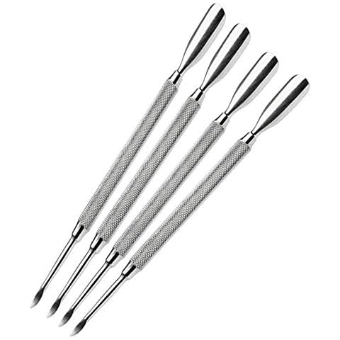 Cuticle Pusher Dual Sided - Sharp Edge Spoon Shaped Double Ended Cuticle Pusher Remover Trimmer Surgical Medical Grade Stainless Steel Manicure Pedicure Nail Art Care Tools (4 Pc Set) By Zeepk Cover