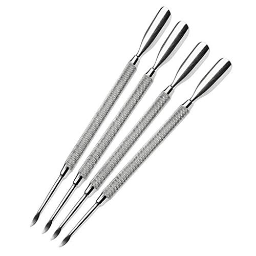 Cuticle Pusher Dual Sided - Sharp Edge Spoon Shaped Double Ended Cuticle Pusher Remover Trimmer Surgical Medical Grade Stainless Steel Manicure Pedicure Nail Art Care Tools (4 Pc Set) By Zeepk
