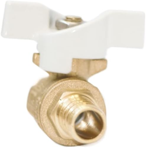 Miniatura 7 de Válvula de bola Pex de latón de 12 pulgada, válvula de cierre Pex de 14 giro con mango en T blanco, mini válvula de púas Pex de latón de 12 pulgada