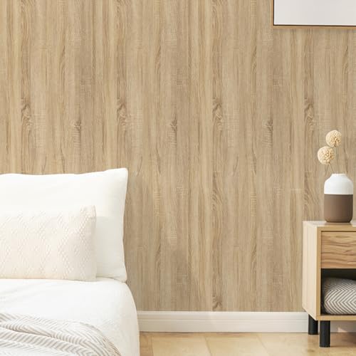 Miniatura 6 de Abyssaly Vinilo Adhesivo Muebles Madera, Vinilos Para Muebles Marron Claro, Papel Adhesivo Para Autoadhesivo Impermeable Decorativo Cocina, Encimera, Puertas, Mesa 30cm X 200cm