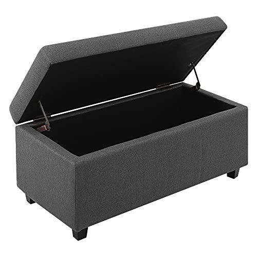 Homestripe 36Inch Rectangular Fabric Storage Ottoman Bench, Large, Grey #TOP3
