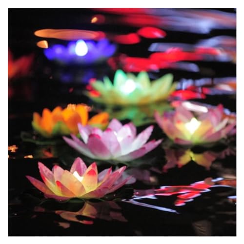 Lámparas LED flotantes de flor loto para decorar estanques oscuros de forma eficiente 5