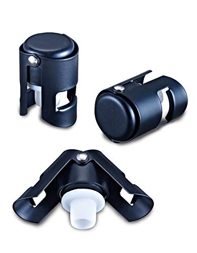 OWO Champagne Stopper with Stainless Steel, Professional Bottle Sealer for Champagne, Cava, Prosecco & Sparkling Wine, Champagne Saver Plug, Compact Champagne Bottle Plug (2pack)