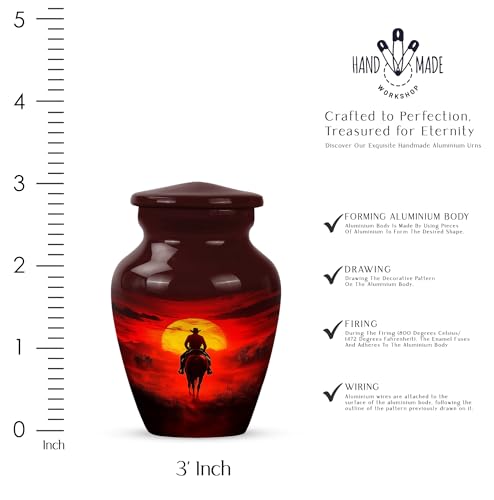 Image of Cowboy Cremation Urn - Small Urn for Human Ashes Keepsake - Urn for Ashes Adult Male - Urn for Human Ashes - Tiny Urns for Human Ashes - Cremation Urns for Human Ashes - Size 3 Inch, Pack of 4