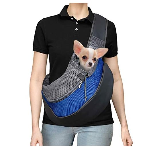 DMSL Pet Carrier Sling Bag Breathable Mesh Dog Pouch, Adjustable Strap Washable Travel Shoulder Bag for Cats Dogs Puppy Kitten Bunny(Blue,L)