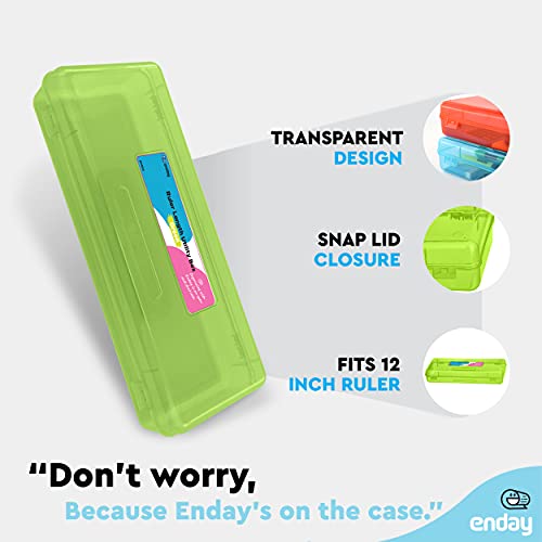 Enday Pencil Box Green, Storage Organizer Utility Box, Multipurpose Long Ruler Length School Office Supplies Plastic Pencil Case For Kids & Adults Available In Red, Pink, Grey, Purple, Blue, 1Pk #TOP26