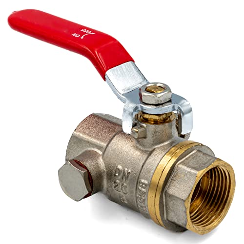 Kugelhahn mit Hebelgriff mit Entleerung Messing vernickelt Innengewinde - Innengewinde (3/4 Zoll)