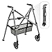 Stander EZ Fold-N-Go Walker, Lightweight Folding 2 Wheeled Walker, Height Adjustable Travel Walker with Swivel Wheels for Seniors, Black Walnut