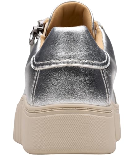 Clarks Clarks Women’s Mykah Joy Platform Fashion Sneaker, Silver Leather, 9