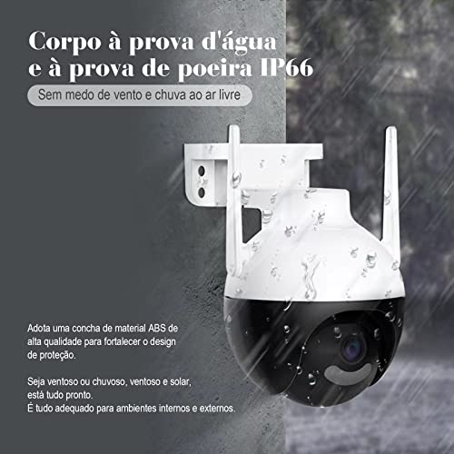 Câmera IP Sem Fio de Segurança Externa HD 4MP, Câmera de Visão Noturna Infravermelha WiFi, IP66 à Pr