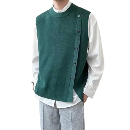 Men's Knitted Sweater Vest Streetwear Style V-Neck Sleeveless Waistcoat for Autumn and Winter