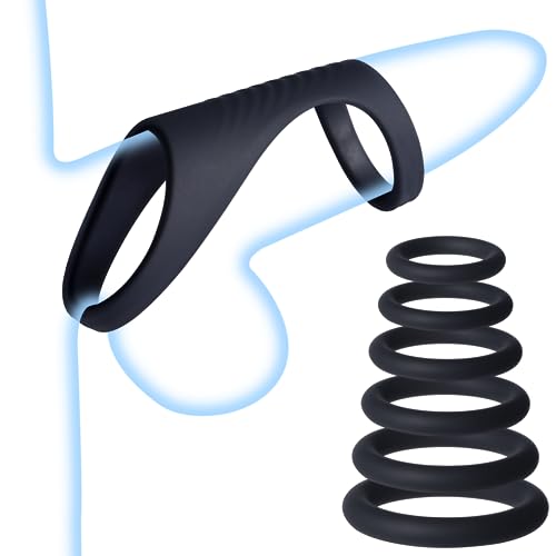 SWEETLORY Penis Ring Set Sex Toys, 6Pcs Male Adjustable Cock Rings Set, Longer Stronger Harder Penis Sleeve, Erection Enhancing Devices Pleasure for Men or Couples