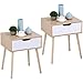 Yaheetech Lot de 2 Tables de Chevet Scandinaves, Tables de Nuit, Tables d'Appoint avec Tiroir, Table de Lit pour Salon Couloir Chambre Bureau Moderne Brun Clair