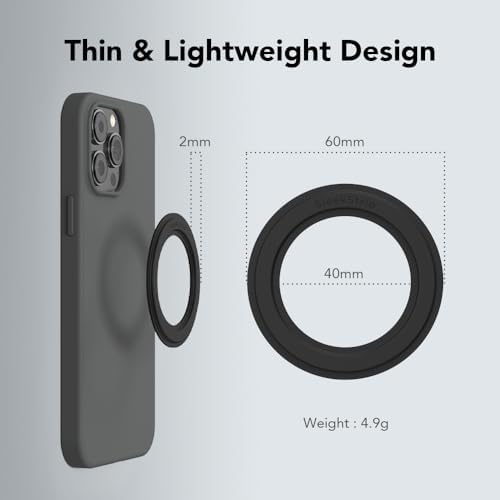 SleekStrip Mag Ring MagSafe Magnetic Ring Adapter for iPhone Android Kindle Strong Adhesive MagSafe Sticker for Phone Case Back of Phone Magnetic Converter Kit Accessory - 4