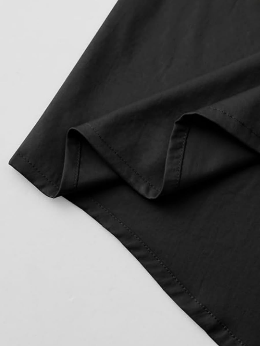 Men’s Long Sleeve Hooded Shirts Linen Casual Button Down Adjustable Breathable Shirts