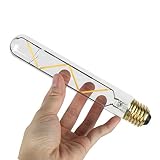 TIANFAN Edison Classic długa probówka T28 zygzakowaty wzór prosty filament LED specjalna żarówka dekoracyjna 185 mm 4 W przezroczysta