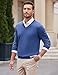 COOFANDY Men V Neck Dress Sweater Long Sleeve Slim Fit Fashion Pullover Sweaters Denim Blue