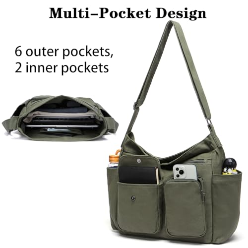 Image of Canvas Casual Messenger Bag Hobo Crossbody Bag Canvas Shouder Tote Handbag for Women and Men