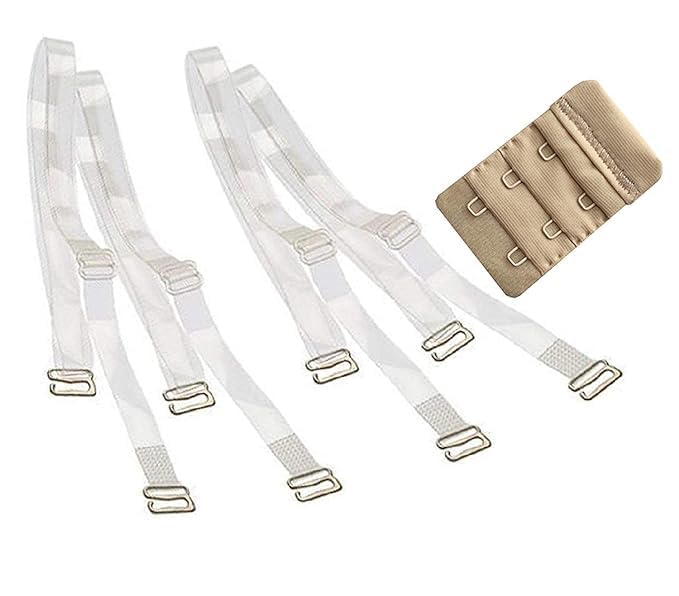 Bra Women's Transparent Plastic Detachable Transparent Straps Bra Strap Plastic Metal FreeSize Pack of 2-image-15